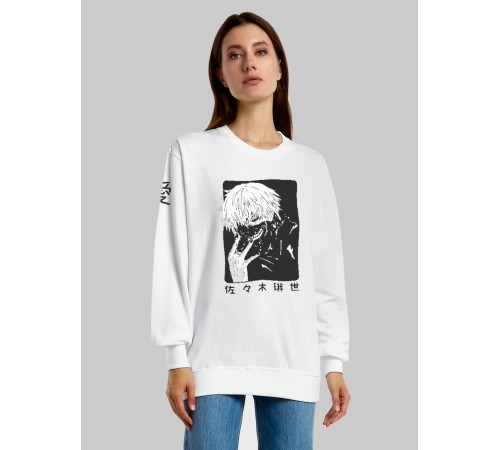 "Толстовки, свитшоты и худи Sharp&Shop" Свитшот Аниме белый оверсайз толстовка кофта с принтом Amine