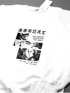 "Толстовки, свитшоты и худи Sharp&Shop" Свитшот Аниме белый оверсайз толстовка кофта с принтом Amine