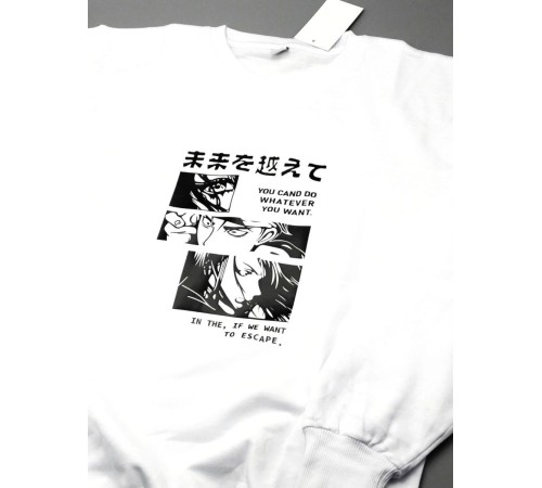 "Толстовки, свитшоты и худи Sharp&Shop" Свитшот Аниме белый оверсайз толстовка кофта с принтом Amine