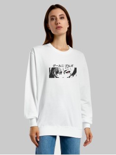 "Толстовки, свитшоты и худи Sharp&Shop" Свитшот Аниме белый оверсайз толстовка кофта с принтом Amine