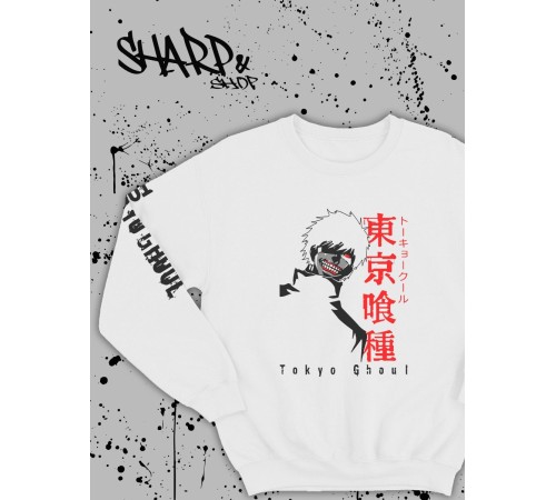 "Толстовки, свитшоты и худи Sharp&Shop" Свитшот Аниме белый оверсайз толстовка кофта с принтом Amine