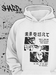 "Толстовки, свитшоты и худи Sharp&Shop" Белое худи Аниме мужское женское кофта