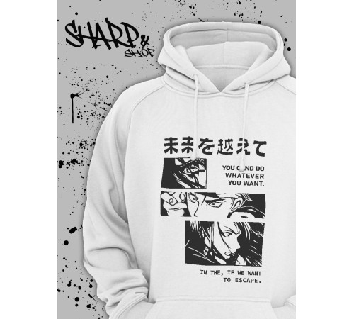 "Толстовки, свитшоты и худи Sharp&Shop" Белое худи Аниме мужское женское кофта