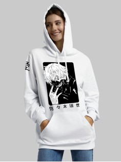 "Толстовки, свитшоты и худи Sharp&Shop" Белое худи Аниме мужское женское кофта