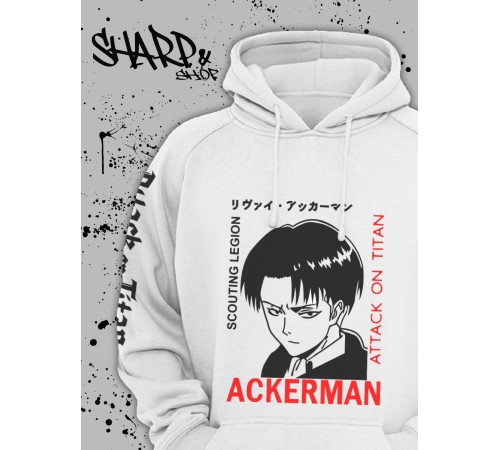 "Толстовки, свитшоты и худи Sharp&Shop" Белое худи Аниме мужское женское кофта