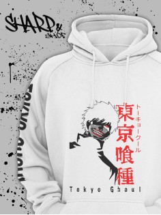 "Толстовки, свитшоты и худи Sharp&Shop" Белое худи Аниме мужское женское кофта