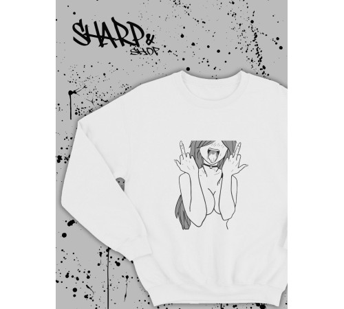 "Толстовки, свитшоты и худи Sharp&Shop" Белый свитшот Аниме толстовка с капюшоном кофта Amine хентай