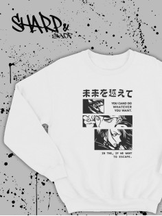 "Толстовки, свитшоты и худи Sharp&Shop" Белый свитшот Аниме толстовка с капюшоном кофта Amine хентай