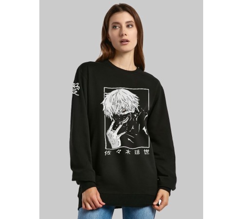 "Толстовки, свитшоты и худи Sharp&Shop" Свитшот Аниме черный оверсайз толстовка с принтом Amine