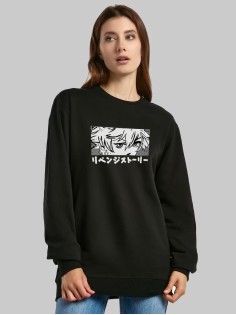 "Толстовки, свитшоты и худи Sharp&Shop" Свитшот Аниме черный оверсайз толстовка с принтом Amine
