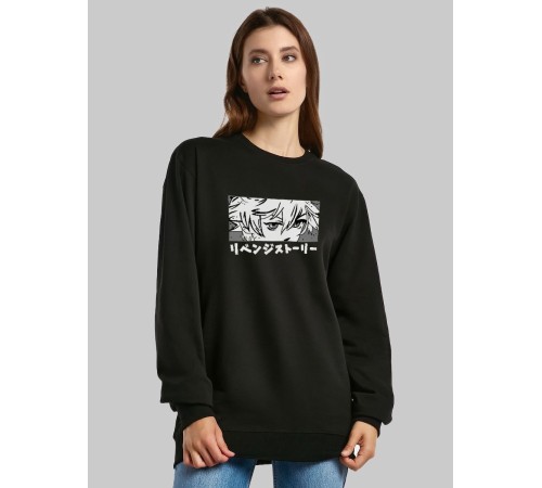 "Толстовки, свитшоты и худи Sharp&Shop" Свитшот Аниме черный оверсайз толстовка с принтом Amine