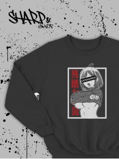 "Толстовки, свитшоты и худи Sharp&Shop" Свитшот Аниме черный оверсайз толстовка с принтом Amine