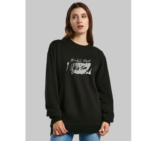 "Толстовки, свитшоты и худи Sharp&Shop" Свитшот Аниме черный оверсайз толстовка с принтом Amine