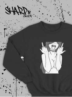 "Толстовки, свитшоты и худи Sharp&Shop" Свитшот Аниме черный оверсайз толстовка с принтом Amine
