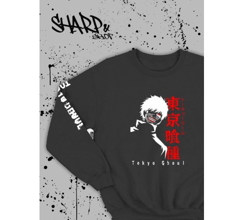 "Толстовки, свитшоты и худи Sharp&Shop" Свитшот Аниме черный оверсайз толстовка с принтом Amine