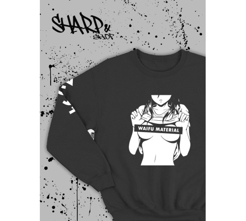 "Толстовки, свитшоты и худи Sharp&Shop" Свитшот Аниме черный оверсайз толстовка с принтом Amine