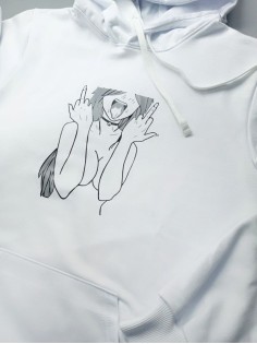 "Толстовки, свитшоты и худи Sharp&Shop" Белое худи Аниме толстовка с капюшоном кофта Amine хентай