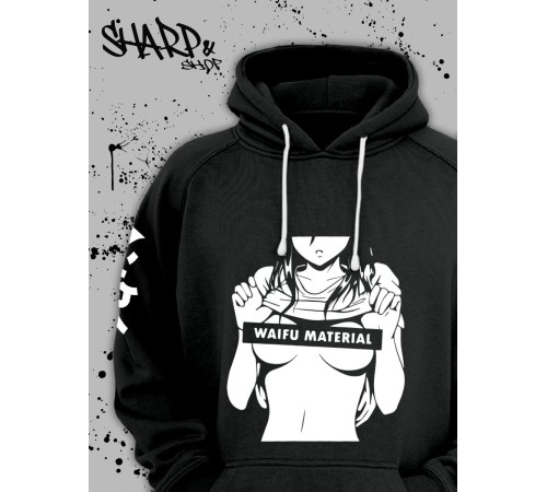 "Толстовки, свитшоты и худи Sharp&Shop" Черное худи Аниме толстовка с капюшоном кофта Amine хентай