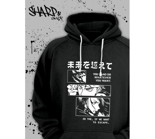 "Толстовки, свитшоты и худи Sharp&Shop" Черное худи Аниме толстовка с капюшоном кофта Amine хентай