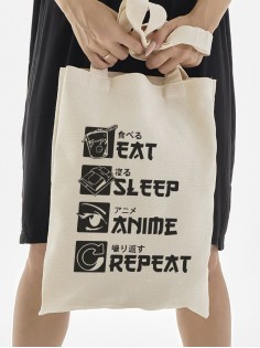 Sharp& Сумка шоппер белый Аниме женская с принтом