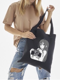 Sharp& Сумка шоппер черный Аниме женская с принтом