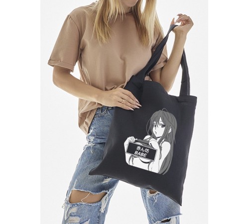 Sharp& Сумка шоппер черный Аниме женская с принтом
