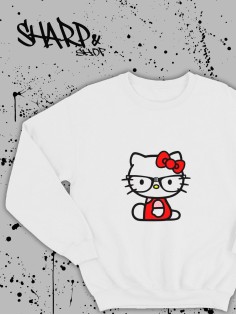 Толстовки, свитшоты и худи Hello Kitty Sharp&Shop Свитшот Hello Kitty белый оверсайз толстовка Куроми