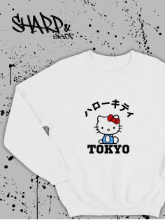 Толстовки, свитшоты и худи Hello Kitty Sharp&Shop Свитшот Hello Kitty белый оверсайз толстовка Куроми