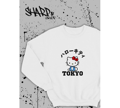 Толстовки, свитшоты и худи Hello Kitty Sharp&Shop Свитшот Hello Kitty белый оверсайз толстовка Куроми