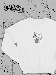 Толстовки, свитшоты и худи Hello Kitty Sharp&Shop Свитшот Hello Kitty белый оверсайз толстовка Куроми