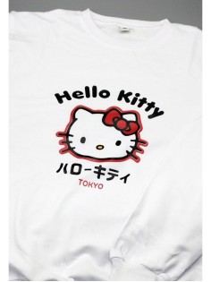 Толстовки, свитшоты и худи Hello Kitty Sharp&Shop Свитшот Hello Kitty белый оверсайз толстовка Куроми