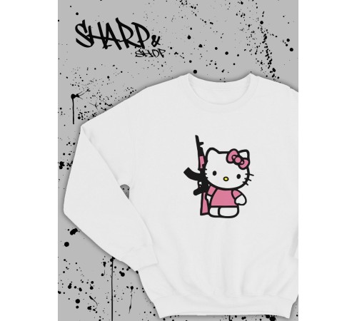 Толстовки, свитшоты и худи Hello Kitty Sharp&Shop Свитшот Hello Kitty белый оверсайз толстовка Куроми