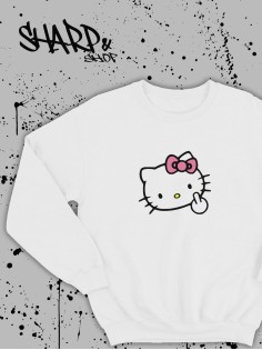 Толстовки, свитшоты и худи Hello Kitty Sharp&Shop Свитшот Hello Kitty белый оверсайз толстовка Куроми
