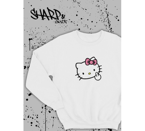 Толстовки, свитшоты и худи Hello Kitty Sharp&Shop Свитшот Hello Kitty белый оверсайз толстовка Куроми