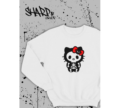 Толстовки, свитшоты и худи Hello Kitty Sharp&Shop Свитшот Hello Kitty белый оверсайз толстовка Куроми