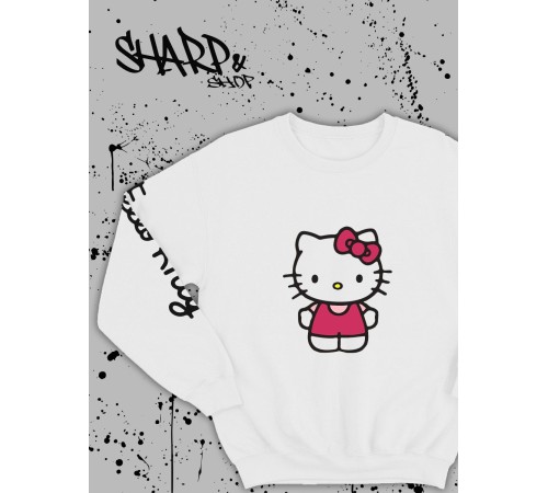 Толстовки, свитшоты и худи Hello Kitty Sharp&Shop Свитшот Hello Kitty белый оверсайз толстовка Куроми