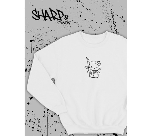 Толстовки, свитшоты и худи Hello Kitty Sharp&Shop Свитшот Hello Kitty белый оверсайз толстовка Куроми
