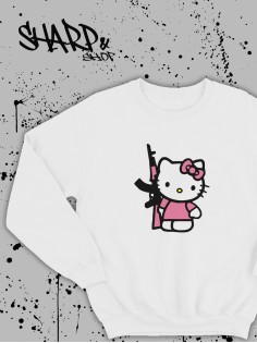 Толстовки, свитшоты и худи Hello Kitty Sharp&Shop Свитшот Hello Kitty белый оверсайз толстовка Куроми