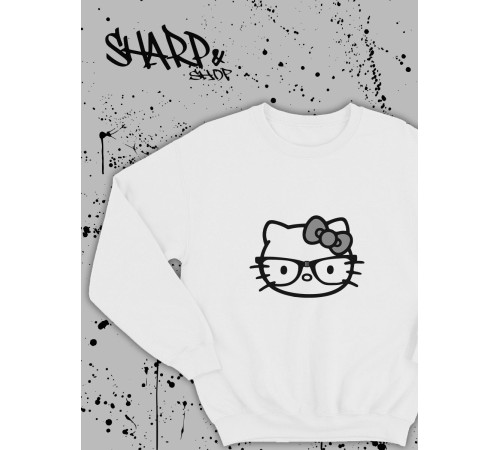 Толстовки, свитшоты и худи Hello Kitty Sharp&Shop Свитшот Hello Kitty белый оверсайз толстовка Куроми