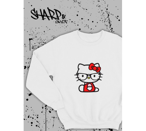 Толстовки, свитшоты и худи Hello Kitty Sharp&Shop Свитшот Hello Kitty белый оверсайз толстовка Куроми