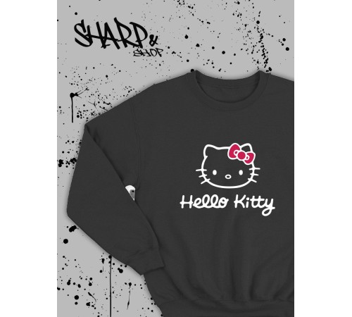 Толстовки, свитшоты и худи Hello Kitty Sharp&Shop Свитшот Hello Kitty черный оверсайз толстовка Куроми