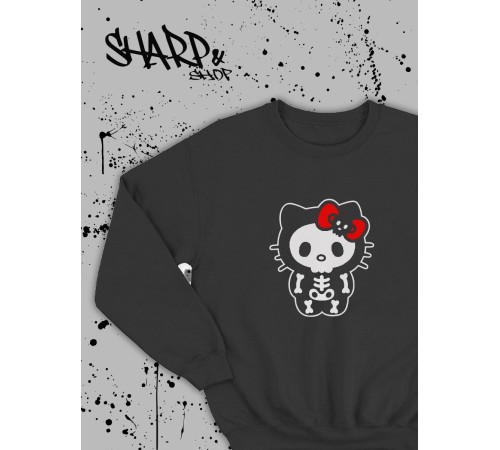 Толстовки, свитшоты и худи Hello Kitty Sharp&Shop Свитшот Hello Kitty черный оверсайз толстовка Куроми