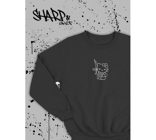 Толстовки, свитшоты и худи Hello Kitty Sharp&Shop Свитшот Hello Kitty черный оверсайз толстовка Куроми
