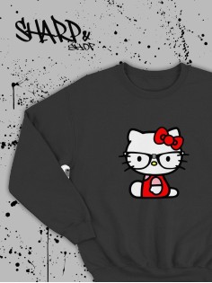 Толстовки, свитшоты и худи Hello Kitty Sharp&Shop Свитшот Hello Kitty черный оверсайз толстовка Куроми