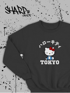 Толстовки, свитшоты и худи Hello Kitty Sharp&Shop Свитшот Hello Kitty черный оверсайз толстовка Куроми