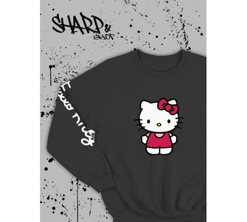 Толстовки, свитшоты и худи Hello Kitty Sharp&Shop Свитшот Hello Kitty черный оверсайз толстовка Куроми