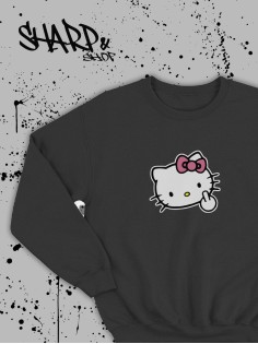 Толстовки, свитшоты и худи Hello Kitty Sharp&Shop Свитшот Hello Kitty черный оверсайз толстовка Куроми