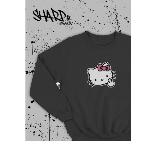 Толстовки, свитшоты и худи Hello Kitty Sharp&Shop Свитшот Hello Kitty черный оверсайз толстовка Куроми