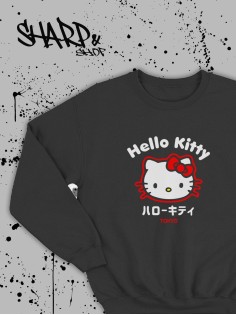Толстовки, свитшоты и худи Hello Kitty Sharp&Shop Свитшот Hello Kitty черный оверсайз толстовка Куроми