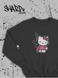 Толстовки, свитшоты и худи Hello Kitty Sharp&Shop Свитшот Hello Kitty черный оверсайз толстовка Куроми